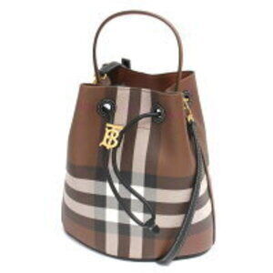 Burberry Bucket Bag Crossbody Bag Giant Check Birch Brown SM DRAWSTRING